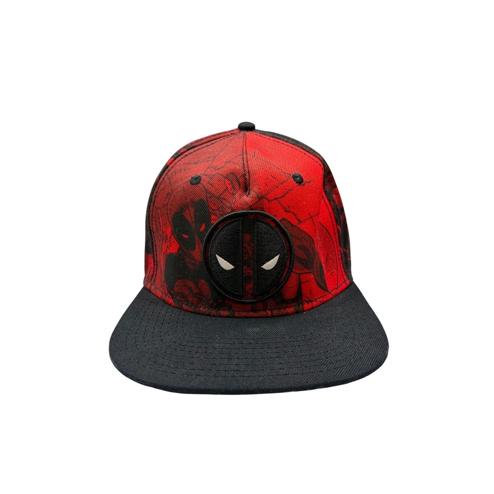 Marvel Deadpool Hat Mens Red Black Graphic Snapback‎ OSFM